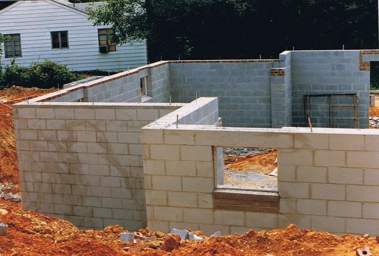 image of block foundation installation